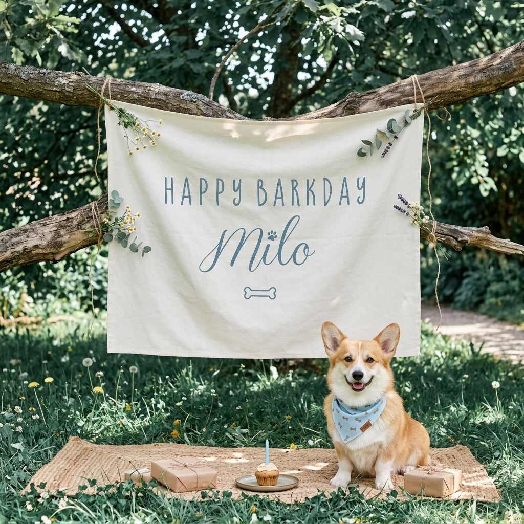 Custom Banner Dog Birthday Party Backdrop, Puppy Party Welcome Sign, Dog Lover Birthday Banner