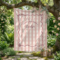 Personalized Birthday Tapestry, Custom Name Party Backdrop, Boho Strip Banner, Fabric Wall Art