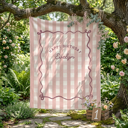 Personalized Birthday Tapestry, Custom Name Party Backdrop, Boho Strip Banner, Fabric Wall Art