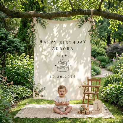 Kids Birthday Fabric Banner, Personalized Fabric Backdrop, Birthday Boho Wall Art