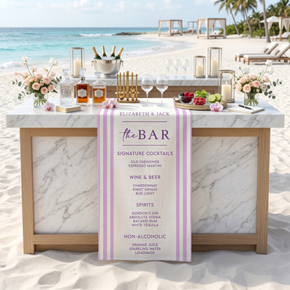 Personalized Wedding Table Runner, Minimalist Wedding Bar Menu, Signature Cocktails Sign
