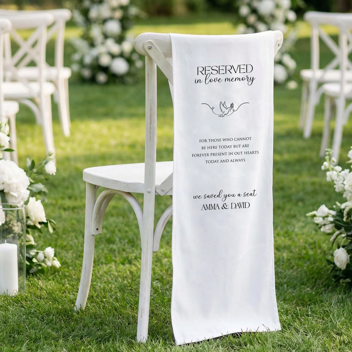 Reserved In Loving Memory Wedding Chair Sign Personalized Memorial Reserved Seat