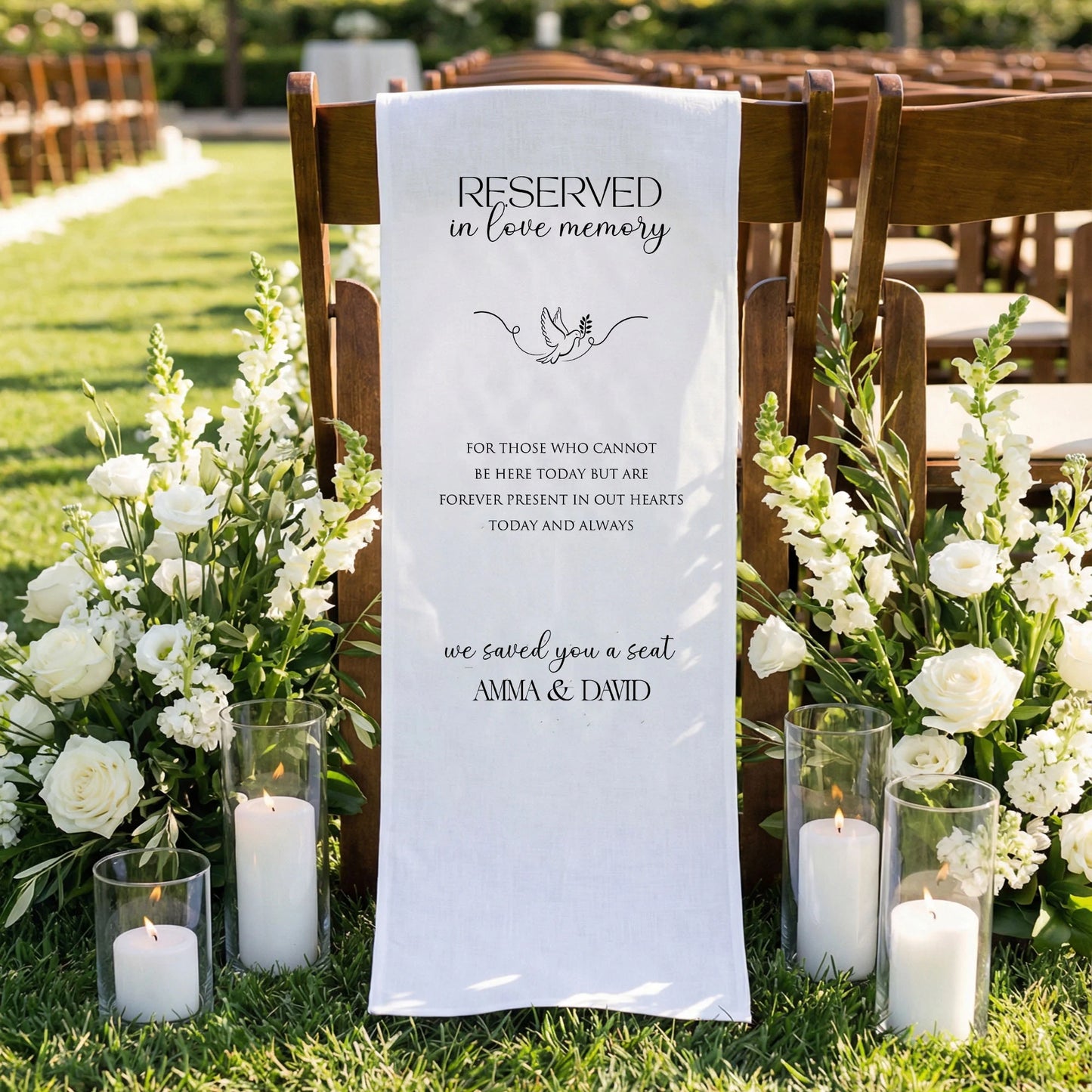 Reserved In Loving Memory Wedding Chair Sign Personalized Memorial Reserved Seat