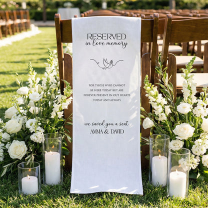 Reserved In Loving Memory Wedding Chair Sign Personalized Memorial Reserved Seat
