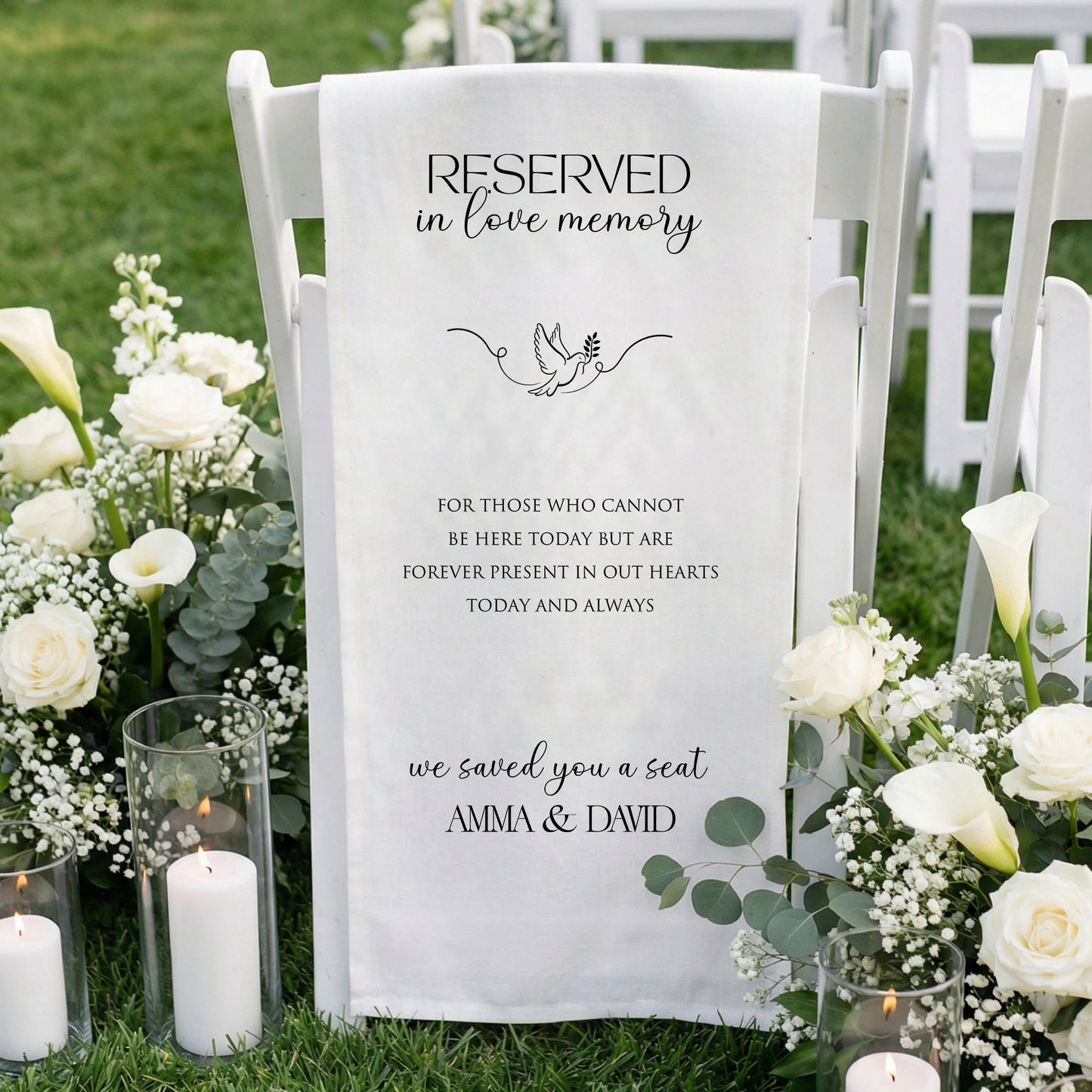 Reserved In Loving Memory Wedding Chair Sign Personalized Memorial Reserved Seat