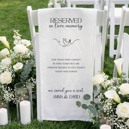 Reserved In Loving Memory Wedding Chair Sign Personalized Memorial Reserved Seat