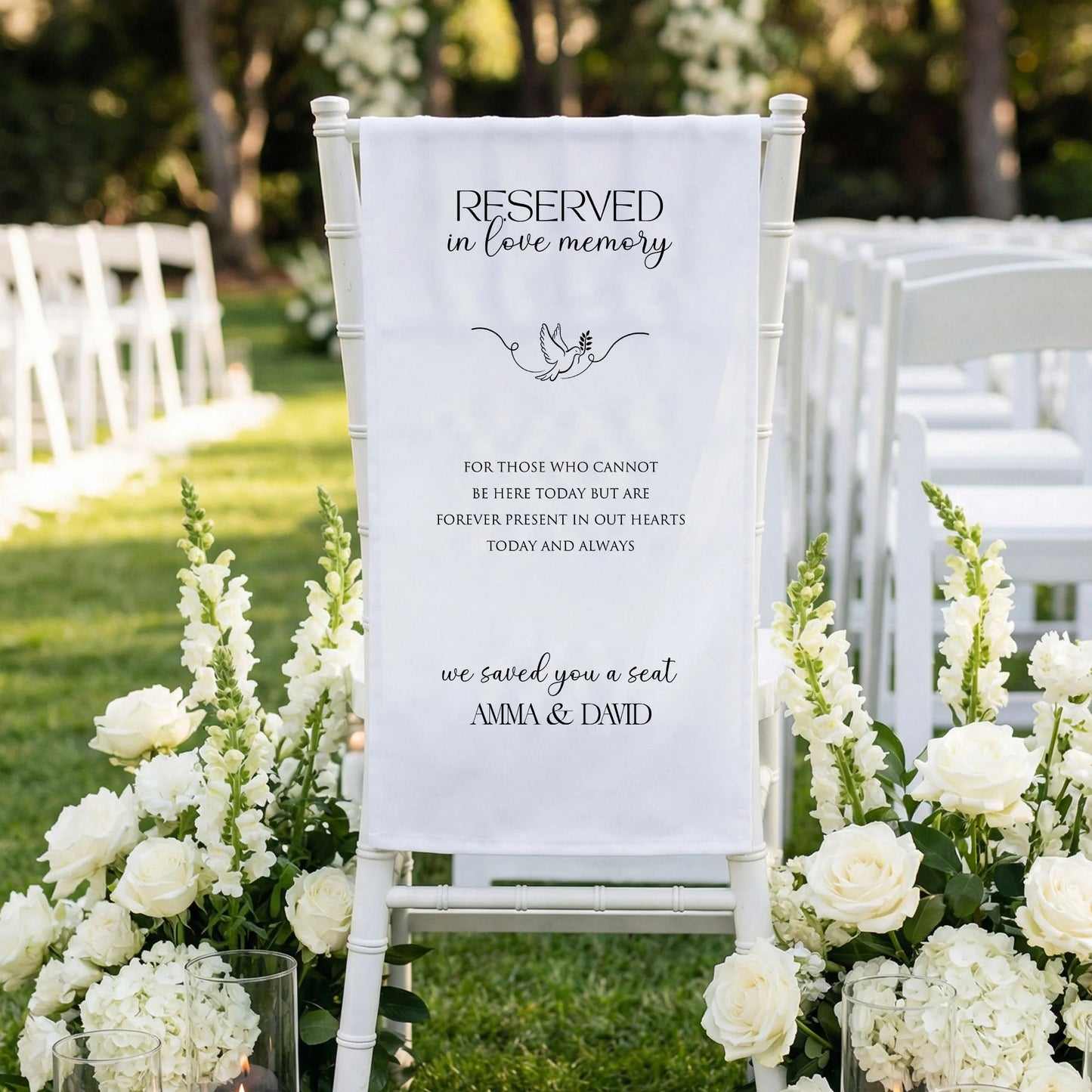 Reserved In Loving Memory Wedding Chair Sign Personalized Memorial Reserved Seat