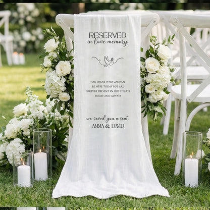 Reserved In Loving Memory Wedding Chair Sign Personalized Memorial Reserved Seat