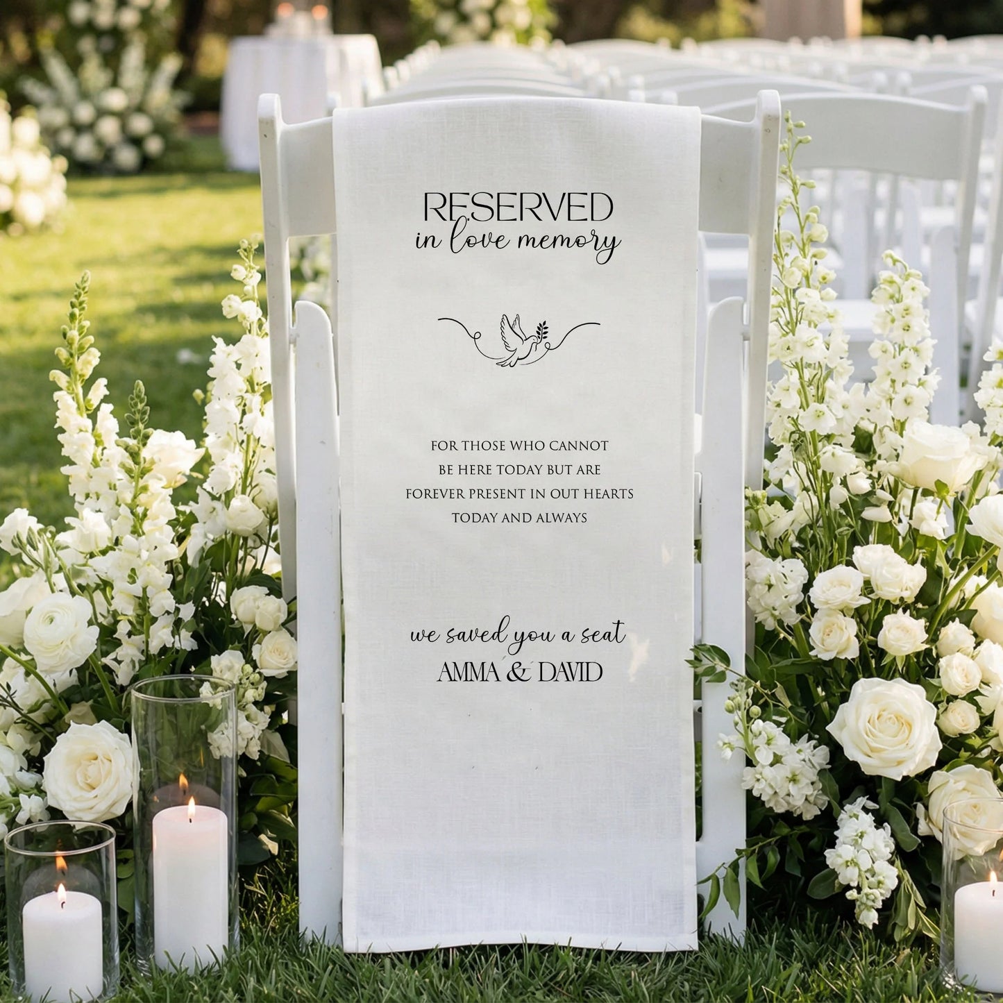Reserved In Loving Memory Wedding Chair Sign Personalized Memorial Reserved Seat