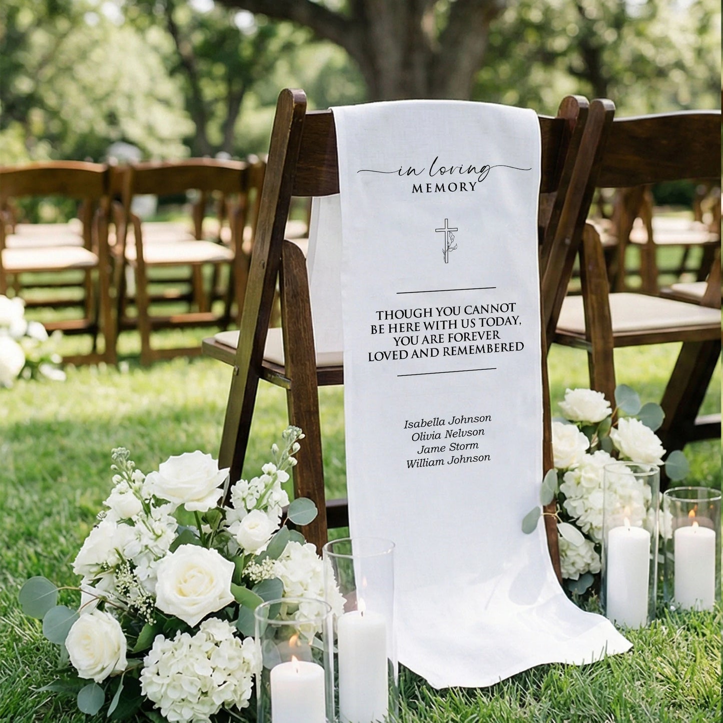 In Loving Memory Wedding Chair Sign Personalized Memorial Seat Sign With Names