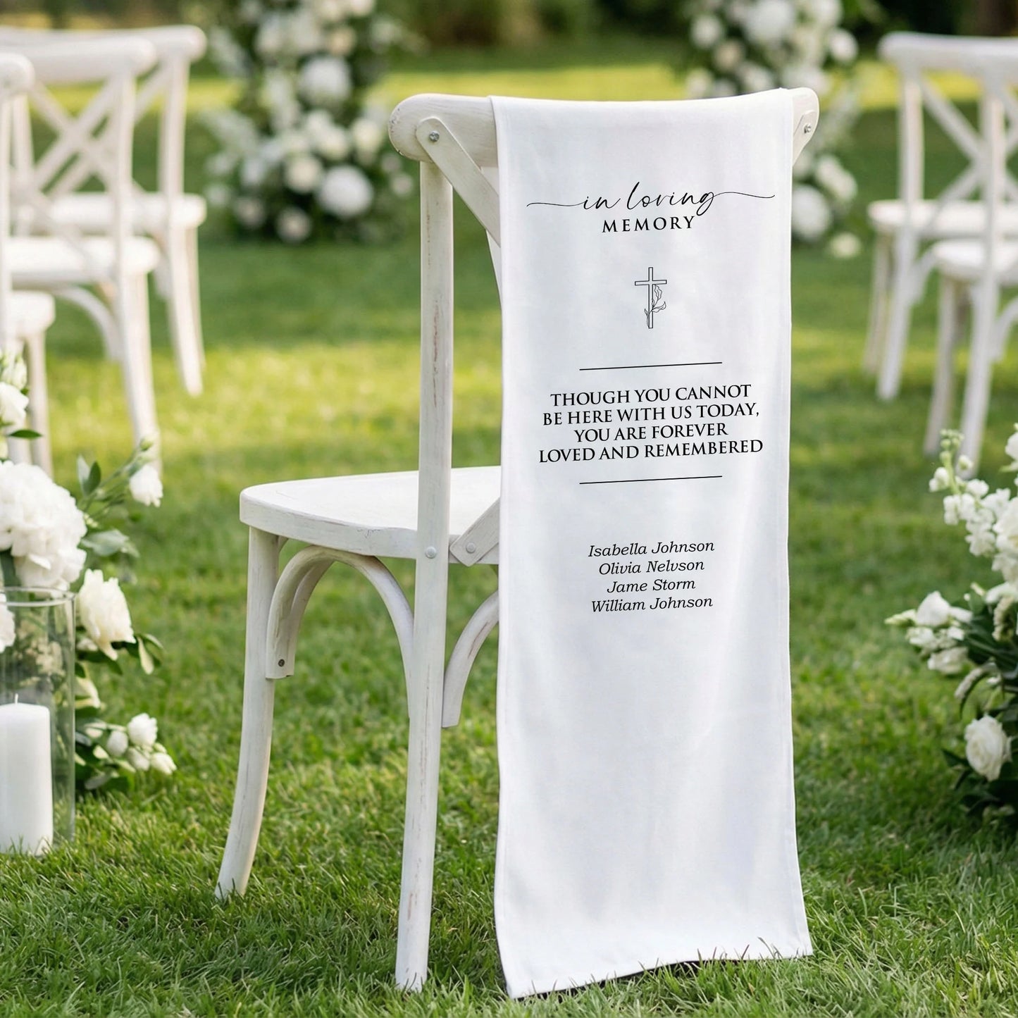 In Loving Memory Wedding Chair Sign Personalized Memorial Seat Sign With Names