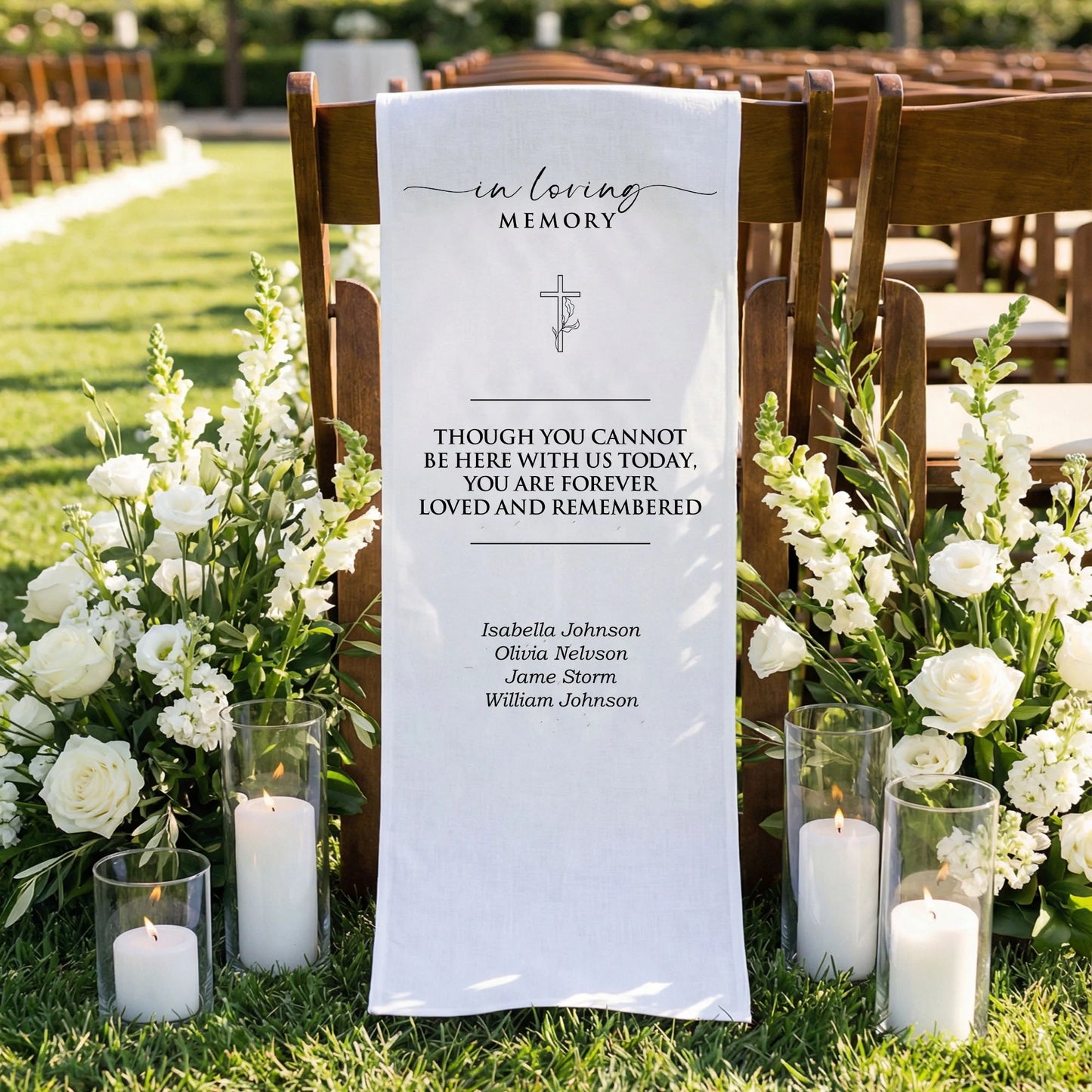 In Loving Memory Wedding Chair Sign Personalized Memorial Seat Sign With Names