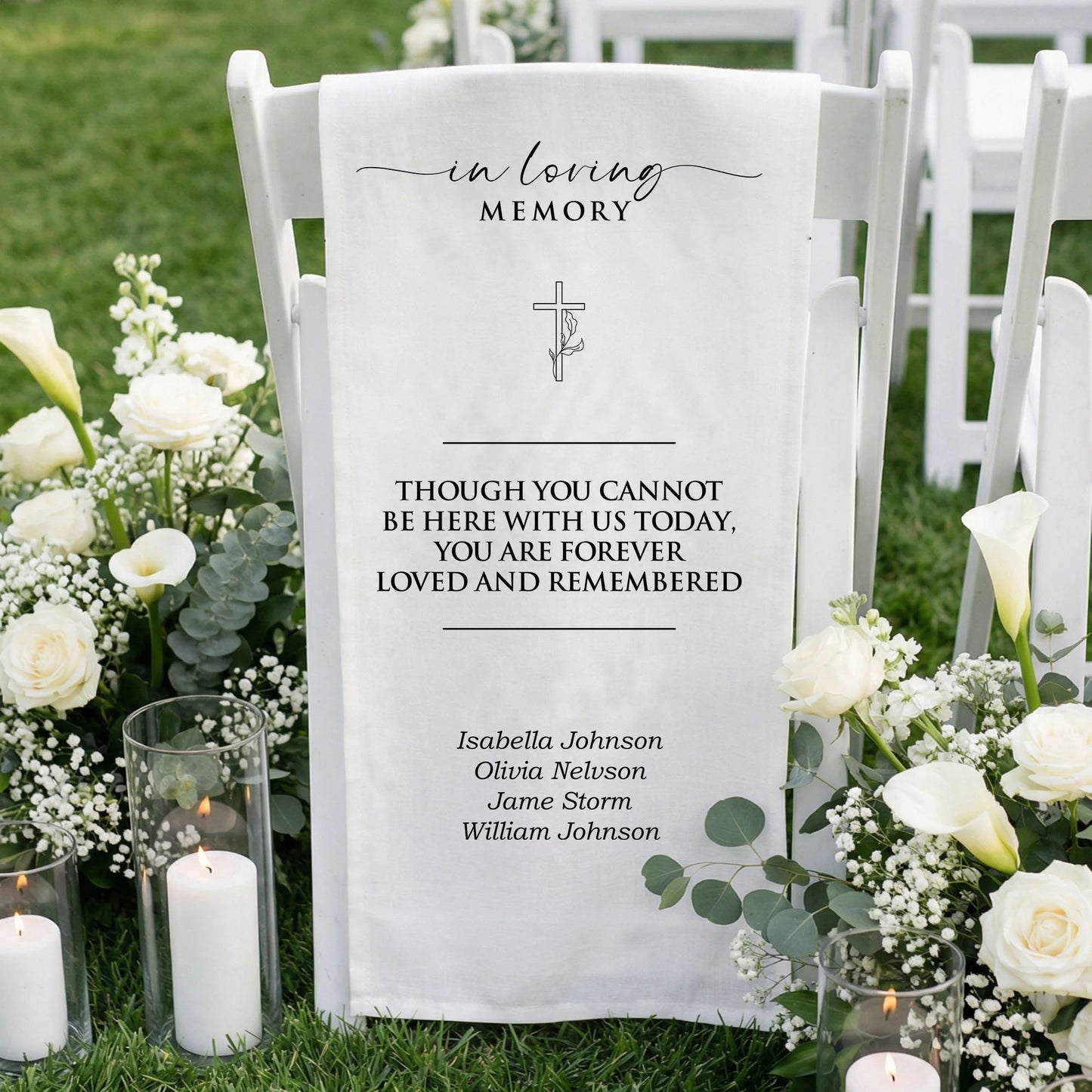 In Loving Memory Wedding Chair Sign Personalized Memorial Seat Sign With Names