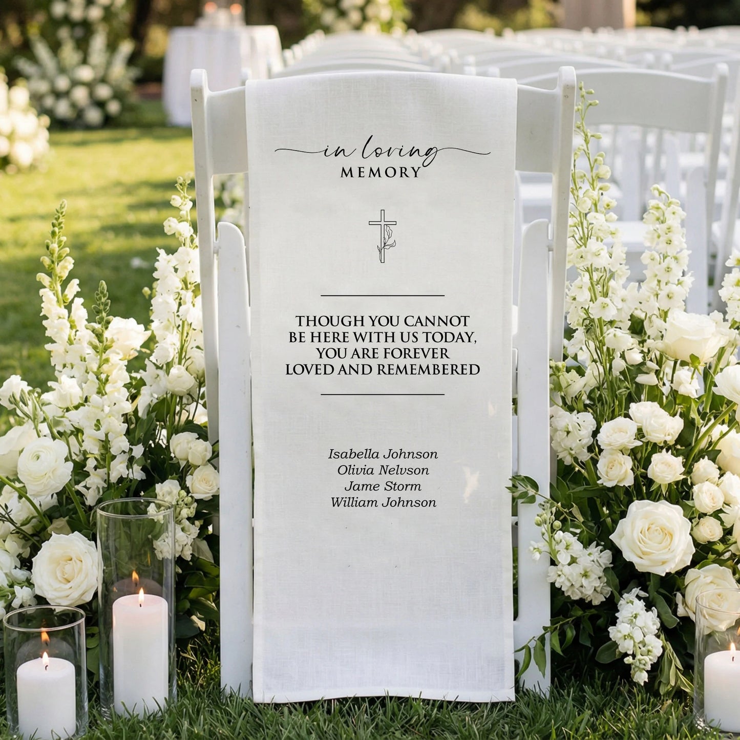 In Loving Memory Wedding Chair Sign Personalized Memorial Seat Sign With Names