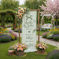Coquette Baby Shower Banner Stand Personalized - Locally Grown Welcome Sign