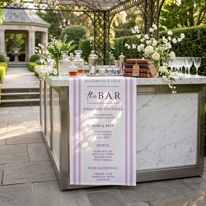 Personalized Wedding Table Runner, Minimalist Wedding Bar Menu, Signature Cocktails Sign