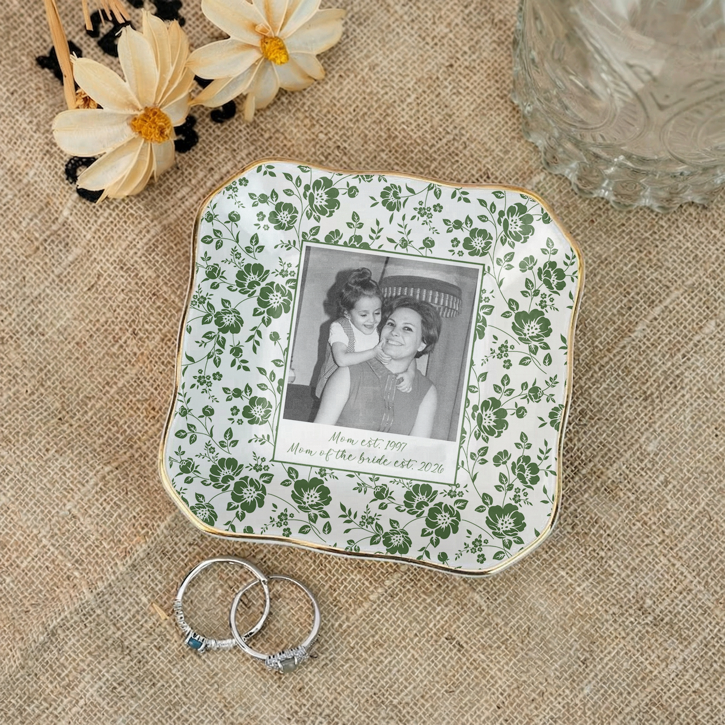 Personalised Photo Trinket Dish, Custom Jewelry Ring Dish, Ceramic Trinket Tray for Birthday, Anniversary