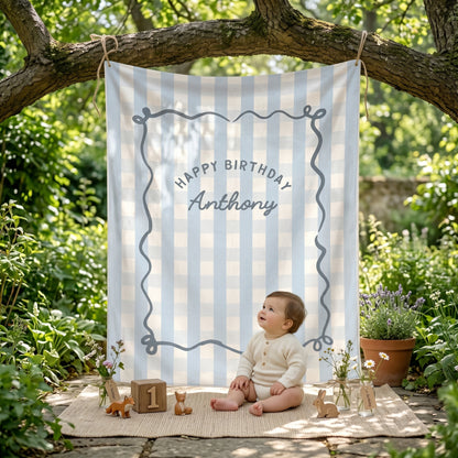 Personalized Birthday Tapestry, Custom Name Party Backdrop, Boho Strip Banner, Fabric Wall Art