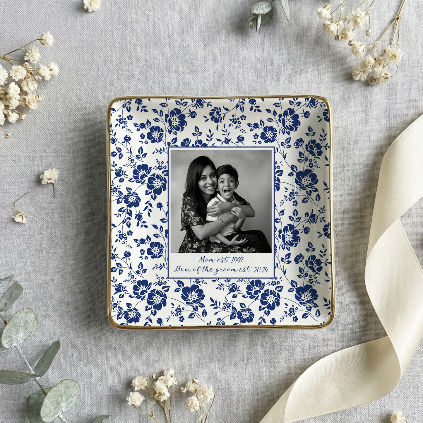 Personalised Photo Trinket Dish, Custom Jewelry Ring Dish, Ceramic Trinket Tray for Birthday, Anniversary