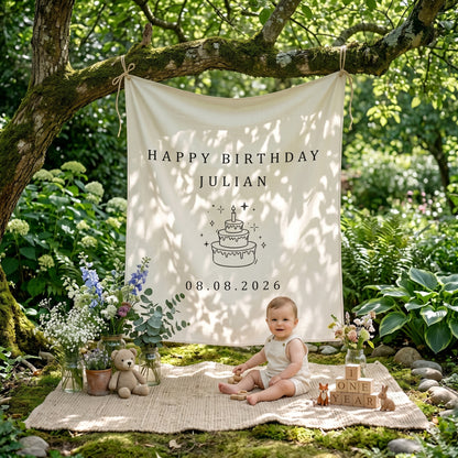 Kids Birthday Fabric Banner, Personalized Fabric Backdrop, Birthday Boho Wall Art