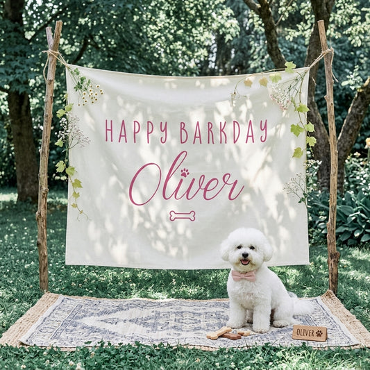 Custom Banner Dog Birthday Party Backdrop, Puppy Party Welcome Sign, Dog Lover Birthday Banner