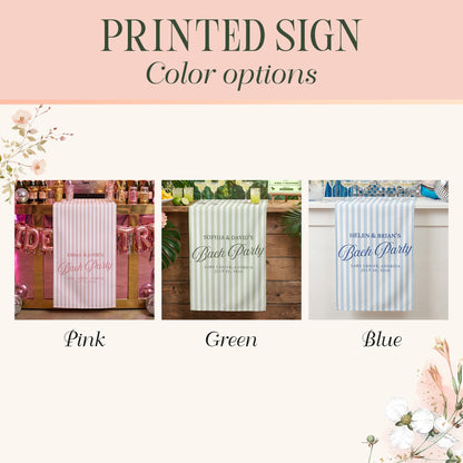 Personalized Linen Bachelorette Striped Bar Or Event Sign, Custom Name Bar Wedding Sign