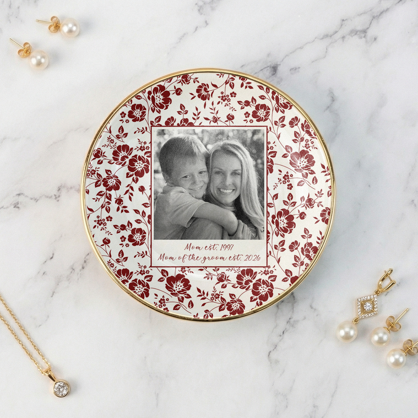 Personalised Photo Trinket Dish, Custom Jewelry Ring Dish, Ceramic Trinket Tray for Birthday, Anniversary