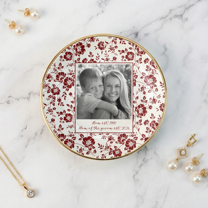 Personalised Photo Trinket Dish, Custom Jewelry Ring Dish, Ceramic Trinket Tray for Birthday, Anniversary