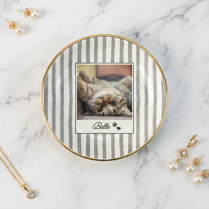 Custom Pet Jewelry Ring Dish, Dog Cat Portrait Ceramic Trinket Tray, Gift For Pet Owner
