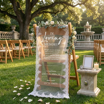 Wedding Memorial Chair Banner, In Loving Memory Lace Sign, Reserved Seat Wedding Sign