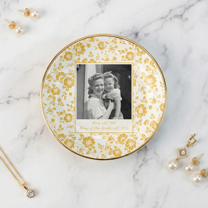 Personalised Photo Trinket Dish, Custom Jewelry Ring Dish, Ceramic Trinket Tray for Birthday, Anniversary