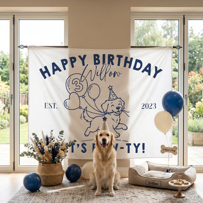 Let's Pawty Birthday, Custom Pet Banner Birthday Party Backdrop, Puppy Party Welcome Sign For Pet Owner