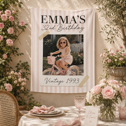 Birthday Photo Banner, Personalized Birthday Decorations, Fun Disco Ball Event Banners
