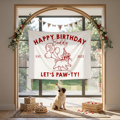 Let's Pawty Birthday, Custom Pet Banner Birthday Party Backdrop, Puppy Party Welcome Sign For Pet Owner