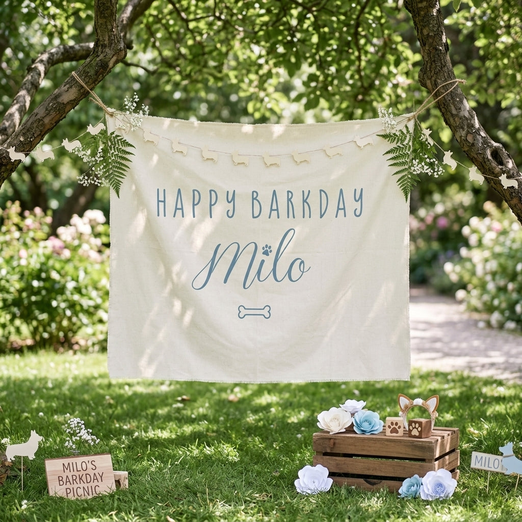 Custom Banner Dog Birthday Party Backdrop, Puppy Party Welcome Sign, Dog Lover Birthday Banner