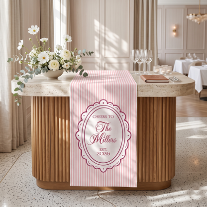 Personalized Linen striped bar or event Sign, Custom Wedding Welcome Sign, Linen Bar Menu Banner
