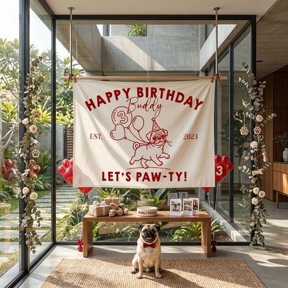 Let's Pawty Birthday, Custom Pet Banner Birthday Party Backdrop, Puppy Party Welcome Sign For Pet Owner