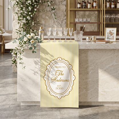 Personalized Linen striped bar or event Sign, Custom Wedding Welcome Sign, Linen Bar Menu Banner