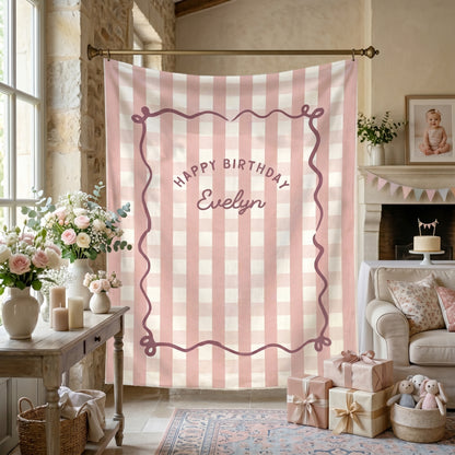 Personalized Birthday Tapestry, Custom Name Party Backdrop, Boho Strip Banner, Fabric Wall Art