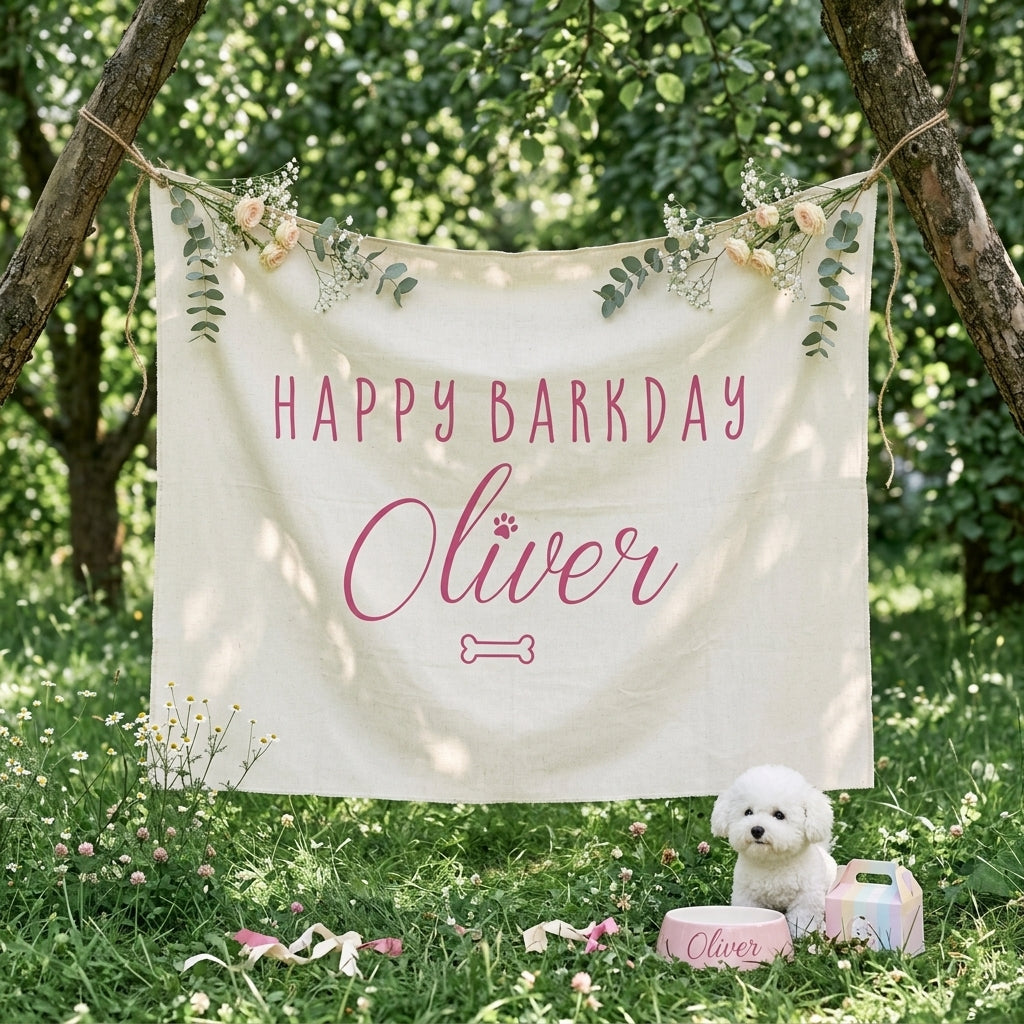 Custom Banner Dog Birthday Party Backdrop, Puppy Party Welcome Sign, Dog Lover Birthday Banner