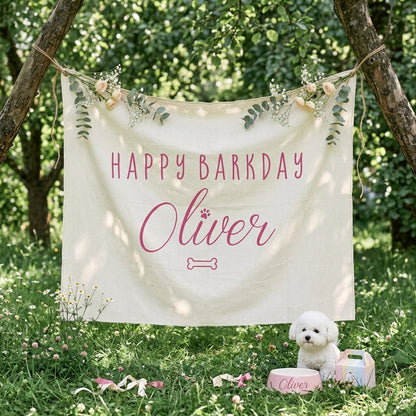 Custom Banner Dog Birthday Party Backdrop, Puppy Party Welcome Sign, Dog Lover Birthday Banner