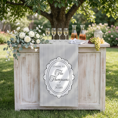Personalized Linen striped bar or event Sign, Custom Wedding Welcome Sign, Linen Bar Menu Banner