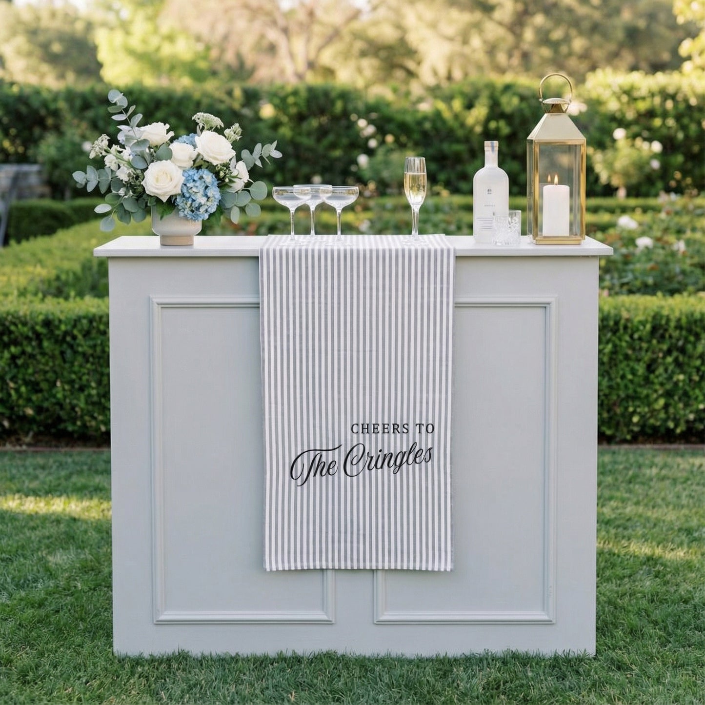 Personalized Cotton Linen Striped Wedding Bar Sign