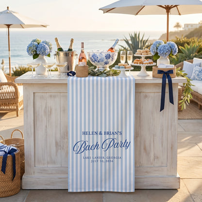 Personalized Linen Bachelorette Striped Bar Or Event Sign, Custom Name Bar Wedding Sign
