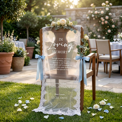 Wedding Memorial Chair Banner, In Loving Memory Lace Sign, Reserved Seat Wedding Sign