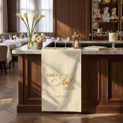 Personalized Linen striped bar or event Sign, Custom Wedding Welcome Sign With Name & Date, Linen Bar Menu Banner