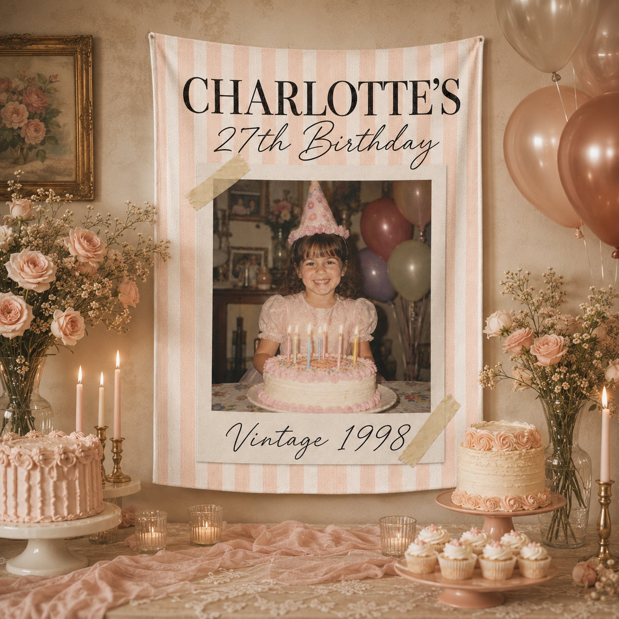 Birthday Photo Banner, Personalized Birthday Decorations, Fun Disco Ball Event Banners