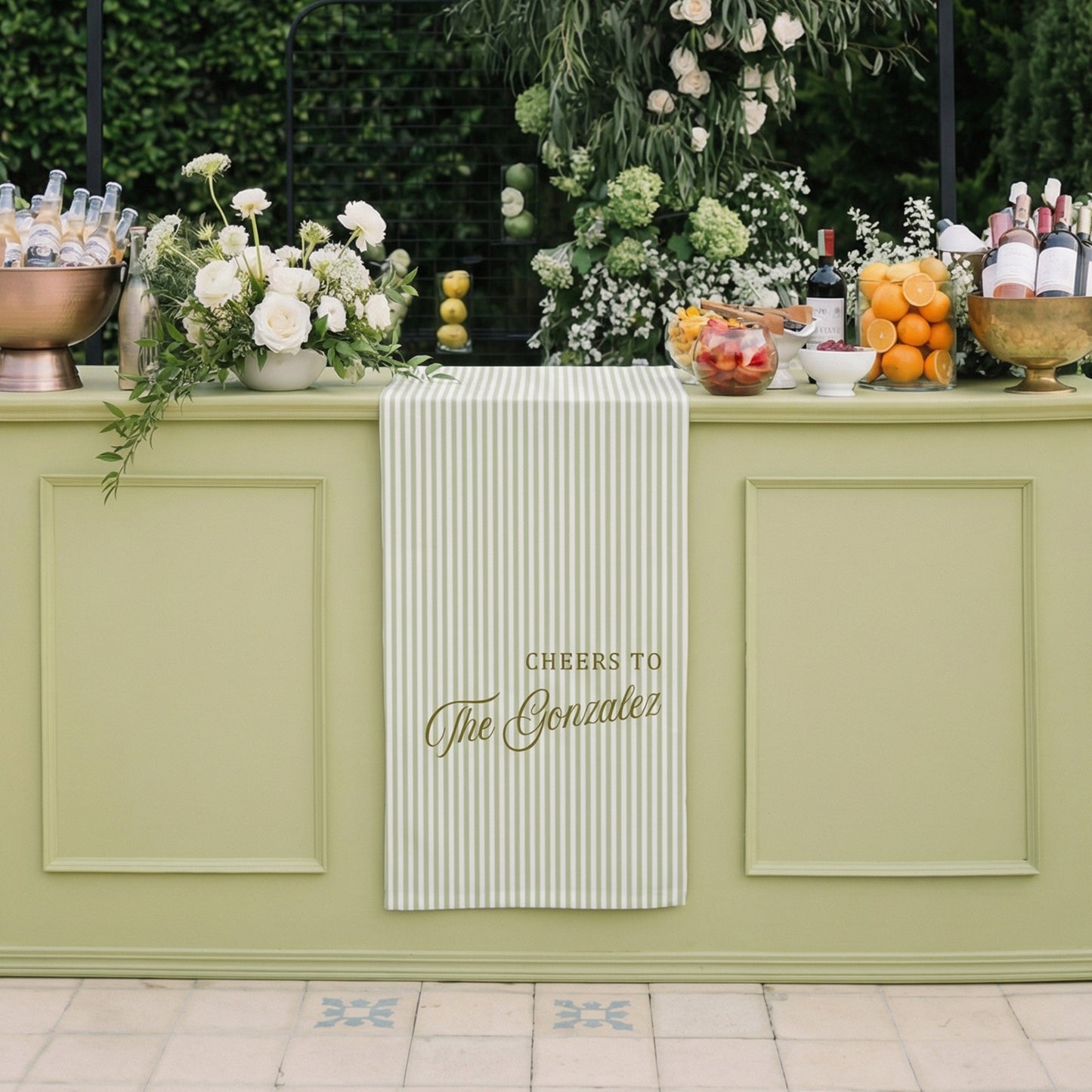 Personalized Cotton Linen Striped Wedding Bar Sign