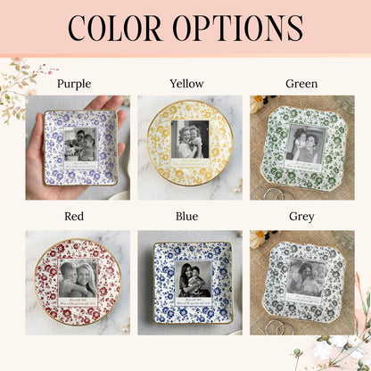 Personalised Photo Trinket Dish, Custom Jewelry Ring Dish, Ceramic Trinket Tray for Birthday, Anniversary
