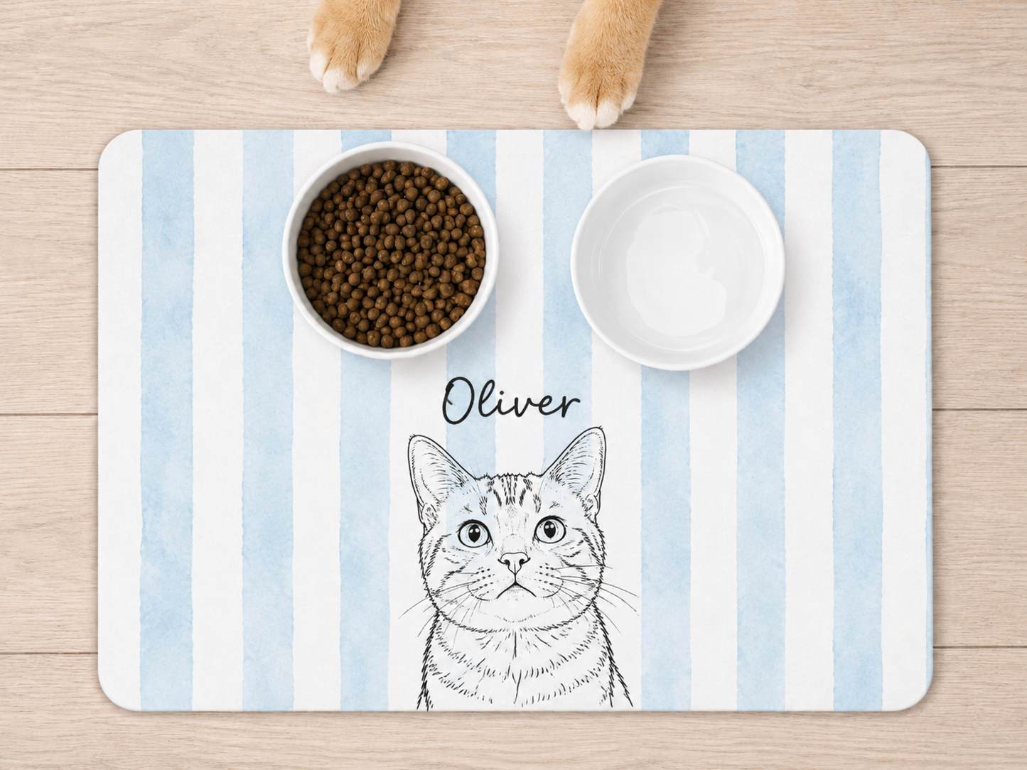 Custom Dog Feeding Mat with Name, Personalized Non Slip Pet Bowl Mat, Waterproof Dog Placemat, Pet Lover Gift